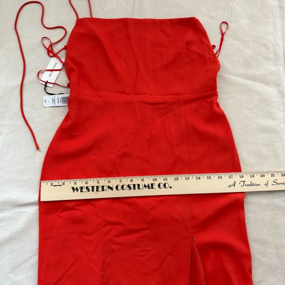 *NWT* Babaton | Success Matte Satin Midi Dress - Sz 6 / Hot Cheeky Red - Picture 12 of 12